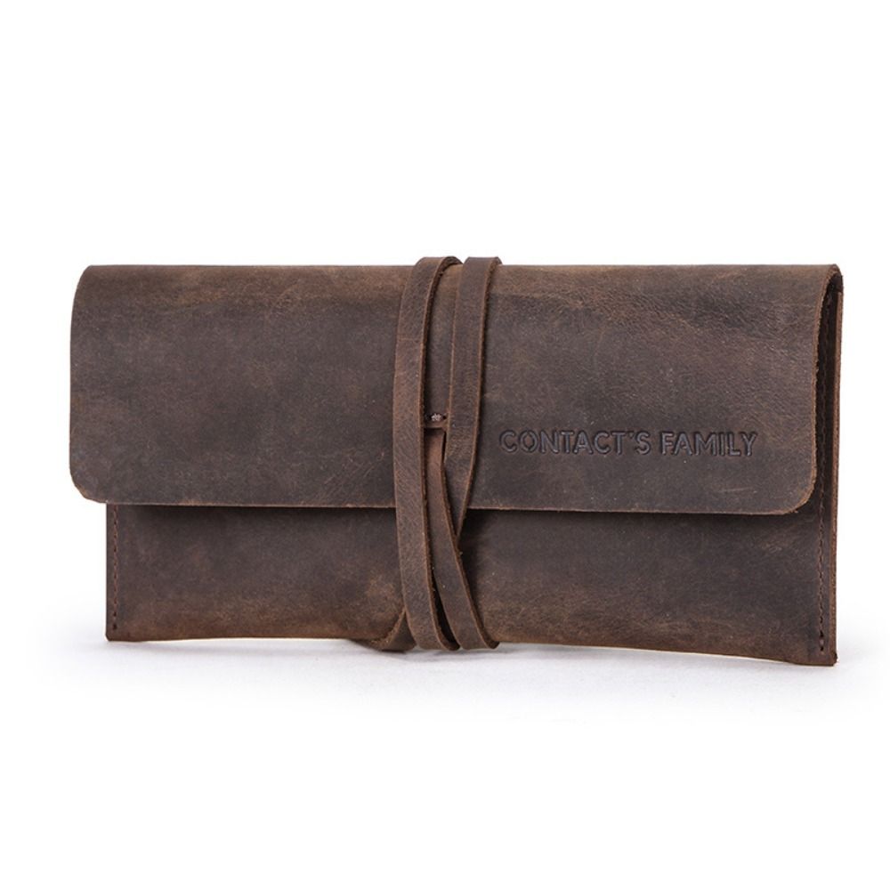 Pen Pouch Roll - Astuccio in pelle retrò con chiusura