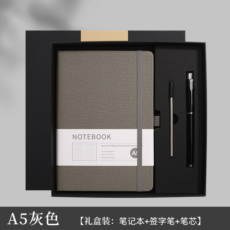 Journal Leather Hardcover - Set regalo con taccuino A5, penna